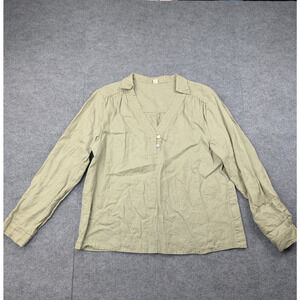 Grae Cove Top Womens Medium Linen Coastal Minimalist Green Boho Relaxed Beach